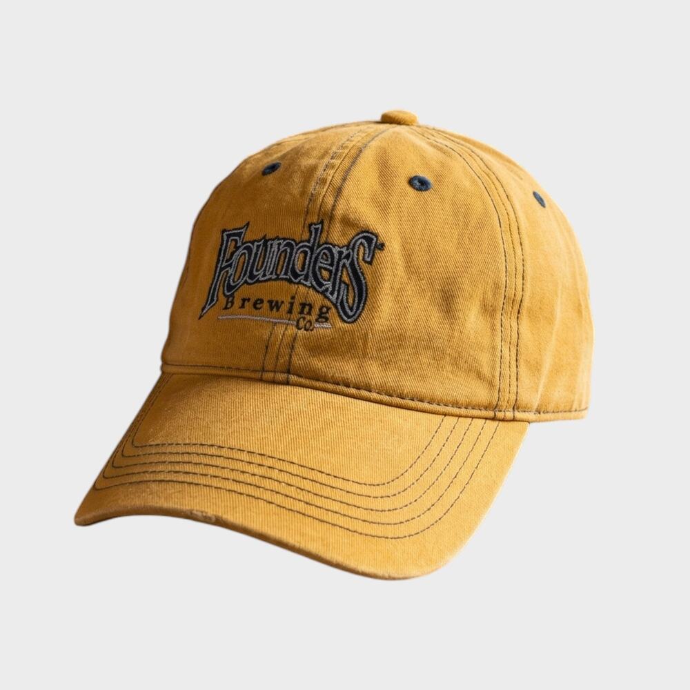 Cap America Founders Brewing Yellow Baseball Hat Hook Loop Adjustable